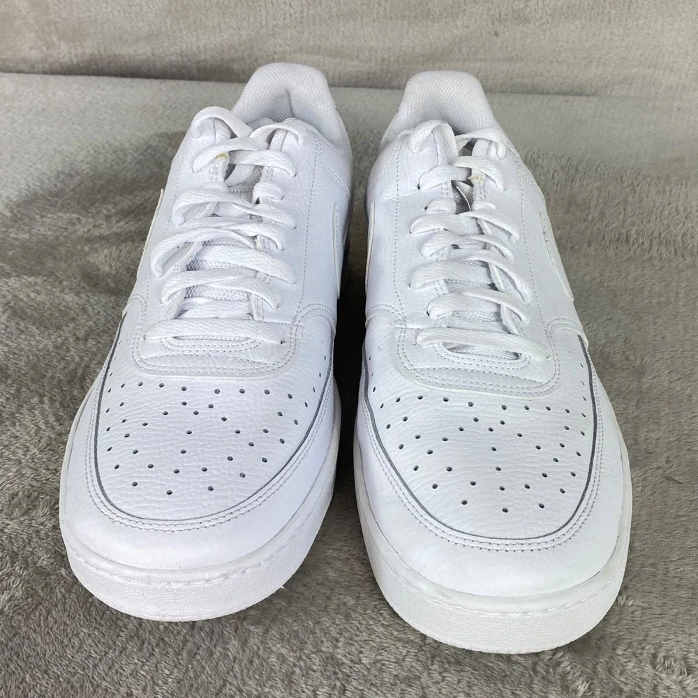 Nike Court Vision Mens Sneakers Shoes Size 13 Triple White Leather NEW